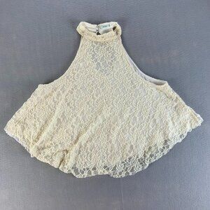 Kimchi Blue Halter Top‎ Womens Medium Ivory Racerback Keyhole Lace Sleeveless